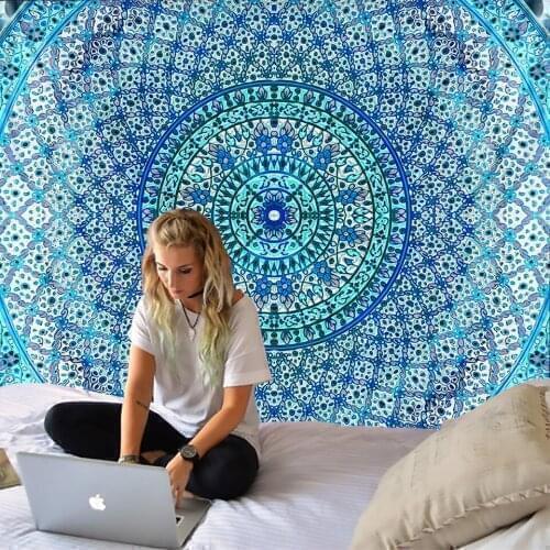 India Mandala Tapestry Wall Hanging Boho Decor Wall Cloth Psychedelic Hippie Tapestry Mandala Wall Carpet Witchcraft Decor