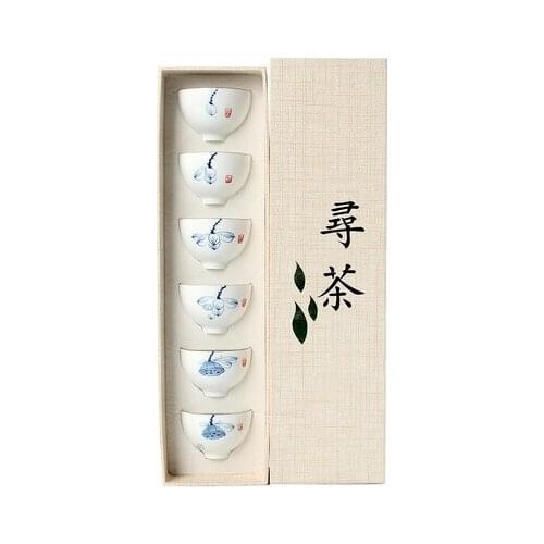Hand-painted ceramic cups Kung Fu tea cups Jingdezhen Pu'er tea ceremony gift box