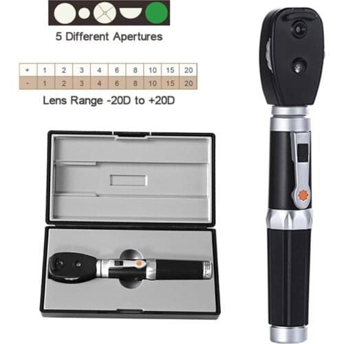 Classic LED Professional Medical Oftalmoscopio 5 Different Apertures Eye LED Diagnostic Straight Portable Direct Ophthalmoscope