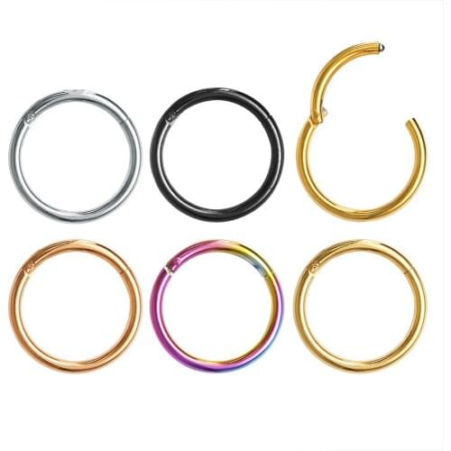 1PCS Hinged Segment Nose Ring Nipple Clicker Ear Cartilage Tragus Helix Lip Piercing Unisex Fashion Jewelry