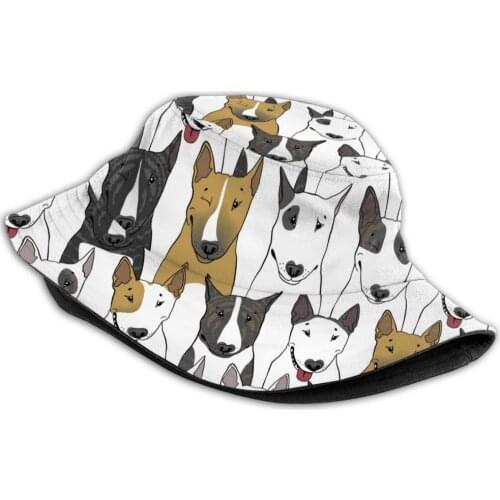 Summer Flat Fishing Hats Fashion Boys/Girls Bull Terrier Pattern Panama Bucket Hats Fisherman Caps For Women Gorras New