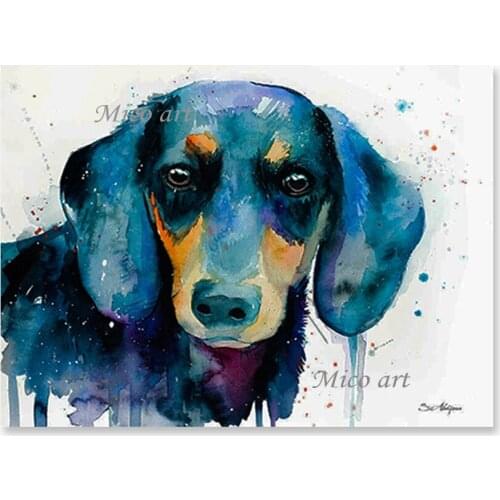 Lovely Pet Dog Canvas Picture Art Real Hand-painted Unframed Canvas Animal Oil Painting Wall Hangings Art For Children Gift