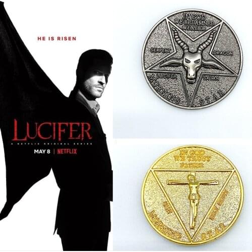 Lucifer Morningstar Coin Cosplay Props Pentecostal Badge Coins Halloween Metal Accessories