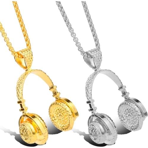 Hip Hop Jewelry Men Necklace Stainless Steel Music Headphone Pendant Necklaces 2018 Fashion Cool Gifts Mens Jewellery Collier