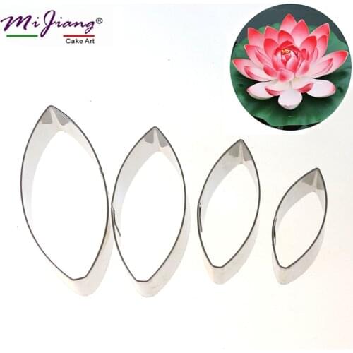 Mijiang Stainless Steel Water Lily Petal Cutters Set DIY Fondant Cake Decorating Tools Sugar Paste Cookie Mold Bakeware A342