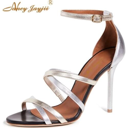 Nancyjayjii Women Sandals Ladies Silver Ankle-Wrap party Female shoes Buckle strap solid Fashion Super High thin Heels Sexy 2019