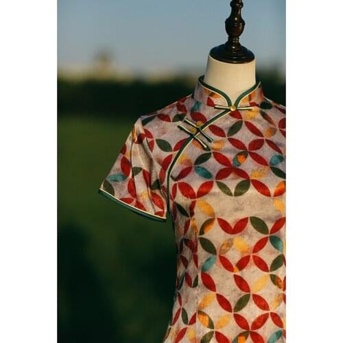 Old Shanghai Cheongsam New Summer Retro Socialite Mid-Length Waist High-End Republic of China Fashion Improvement Dress