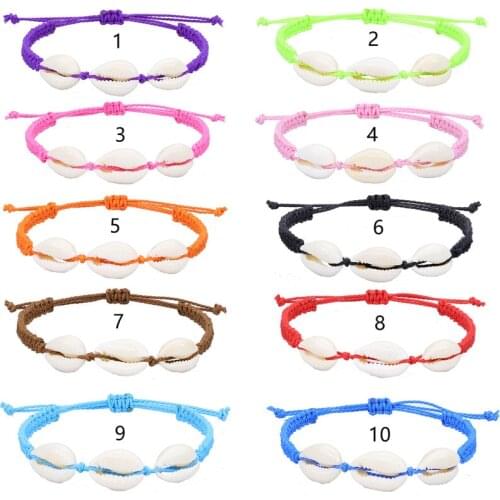 New Shell Braided Bracelet Hawaiian Style Beach Bracelet Adjustable Hand Rope Waterproof Wax Thread Bracelets for Women