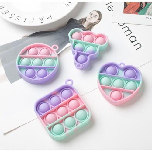 New Heart Shaped Push Bubble Keychain Anti Stress Fidget Educational Sensory Autism Relaxing Toy Stress Relief Game Keyring