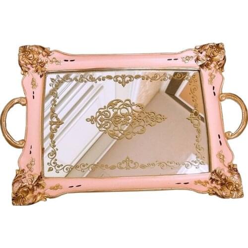 Rectangle Resin Mirror Jewelry Dish Rolling Tray Set Plate Kitchen Organization Storage Trays Cosmetics Wedding Ring Tray Crafts