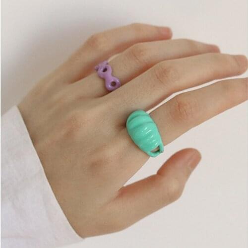Handmade dripping oil is not easy to fade Korean version of insInternet celebrity celebrity designer exaggerated color ring hand