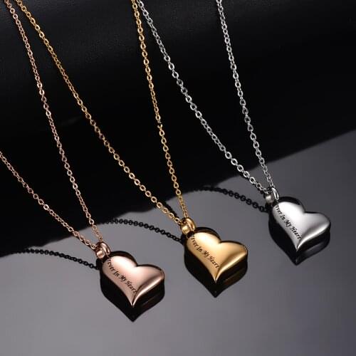 Stainless Steel Heart Memorial Jewelry Engraved Forever In My Heart Cremation Ash Urn Pendant Necklace Dropship