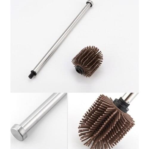 Toilet Brush Silicone Heads Stainless Steel Handles Replacement Cleaning Tool SCIE999