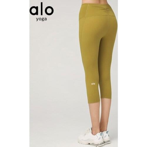 Alo Yoga Pants Capri Leggings Bare Sense Sports High-Waisted Training Running Womens Original Factory N /40