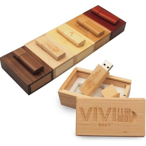 Usb2.0 Customize Logo 10 Pcs Free Wood USB + Box USB Flash Drive 4GB 8GB 16GB 32GB Pen Drive Memory Card USB Wedding Photo Gifts