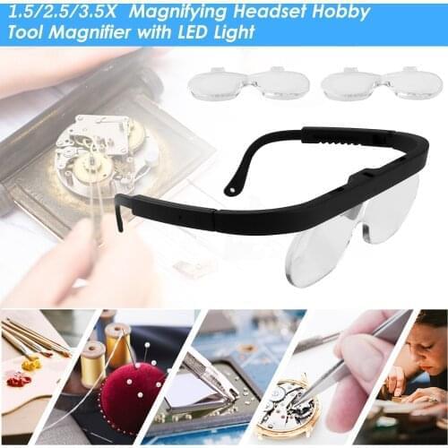 1.5/2.5/3.5X Magnifying Glasses Magnifying Headset Head Mounted Jewelry Loupe Magnifier with Multiple Lens Electronics Repair