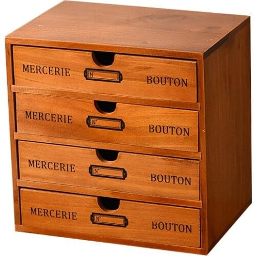 Vintage Wooden Box Storage Drawer Wooden Chest Of Drawers Jewelry Cosmetics Organizer Office Home Decoration Desktop Storage Box