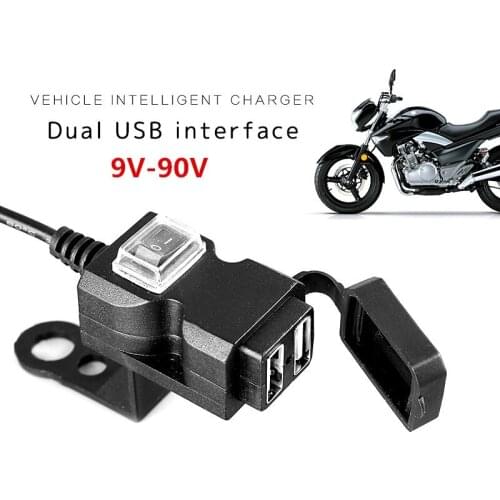 Dual USB Port 12V Waterproof Motorbike Motorcycle Handlebar Charger 5V 1A/2.1A Adapter Power Supply Socket for Phone Mobile