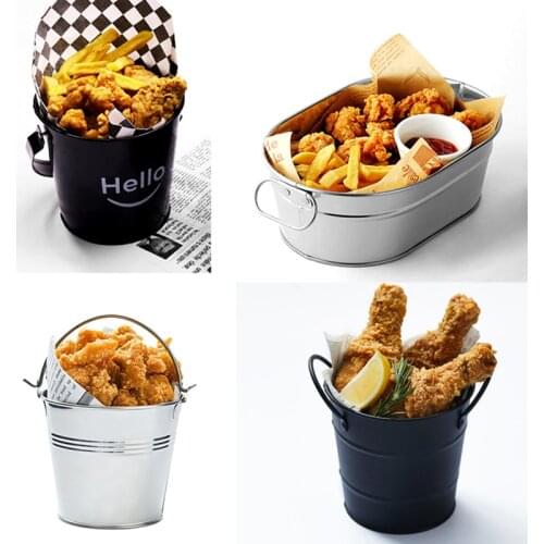 Fries Barrel Iron Ice Bucket French Fries Small Bucket Coffee Shop Bar Party Creative Mini Ice Bucket