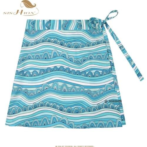 2021 Design Waves Printed Women Summer Skirt Plus Size y2k Tribal Skirts SS0015 Sexy Beach Holiday Blue Quick Wrap Skirt Faldas