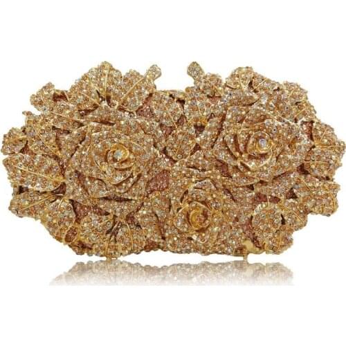 Lady Floral Colorful Diamond Women Clutch Wedding Evening Purse Toiletry And Purse Shoulder Handbag Party Crossbody Bags