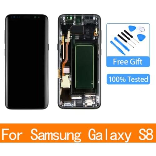 New Super AMOLED S8 Display For Samsung Galaxy S8 G950 G950F LCD Touch Screen Digitizer For Samsung S8 LCD With Frame