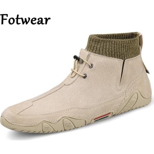 Winter Plush Men Casual Shoes Genuine Leather Mens Sneakers Designer Handmade Cow Leather Loafers Male Driving Shoes Adult Boots