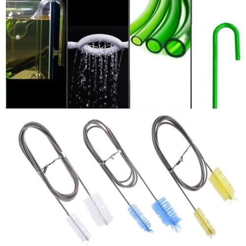 155cm Aquarium Stainless Steel Cleaning Brush Flexible Double Ended Hose Brush Water Filter Pump Air Tube Hose Cleaner