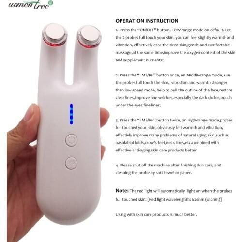 2 in 1 Skin Firm Face Shaping Toning Anti Wrinkle Collagen Regrowth Red Light Therapy Microcurrent EMS RF Facial Beauty Device