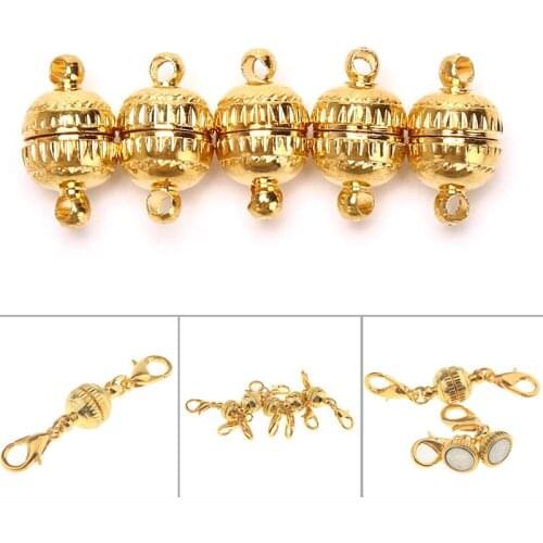 5Pcs/Pack Bracelet Chain Round Ball Metal Magnet Buckle Strong Magnetic Clasps For Jewelry Making DIY Findings