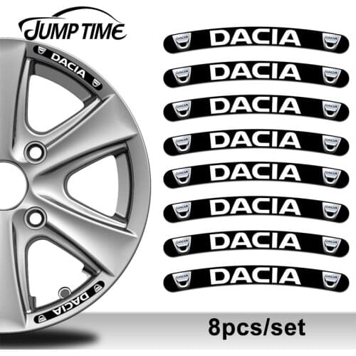 Jump Time 13cm x1.3cm 8Pcs for Dacia Rim Stickers Wheel Stripes Set Emblem Car Auto Tuning Motorcycle Decal Flat Glue Sticker