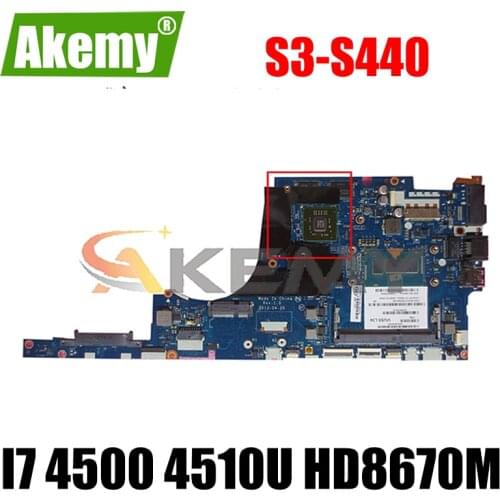 Akemy VIUS5 LA-9761P Is Suitable For Lenovo Thinkpad S3-S440 V4400U Laptop Motherboard CPU I7 4500 4510U GPU HD8670M 100% Test