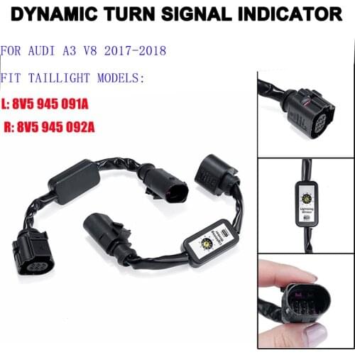 For Audi A3 V8 2017-2018 Car Accessries Dynamic Turn Signal Indicator LED Taillight Add-on Module Wire Harness Tail Light Black