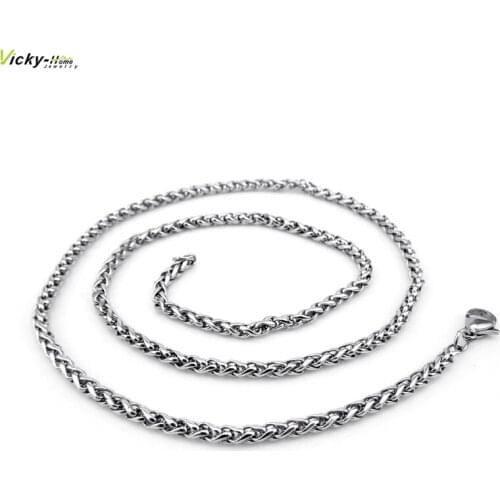 Free shipping silver color 4mm chain stainless steel rolo chain with lobster clasp men women chains