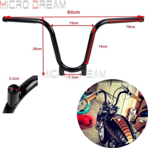 Black Motorcycle 22mm 7/8'' Bootlegger Handlebars 7/8 inch Custom Retro Bars For Harley Sportster Dyna Chopper Bobber Racer