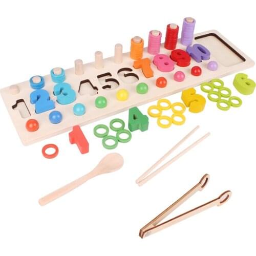 Montessori Wooden Toys For Kids Board Bead Logarithmic Board Count Numbers Matching Digital Shape Match Early Education Toy