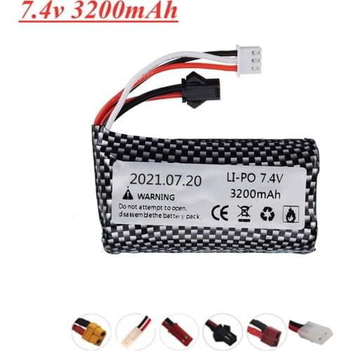 7.4V 3200mAh Lipo Batery SM/JST/T/TAMIYA Plug For remote control RC helicopter toys parts 7.4 V Lipo battery 18650 Toys Battery