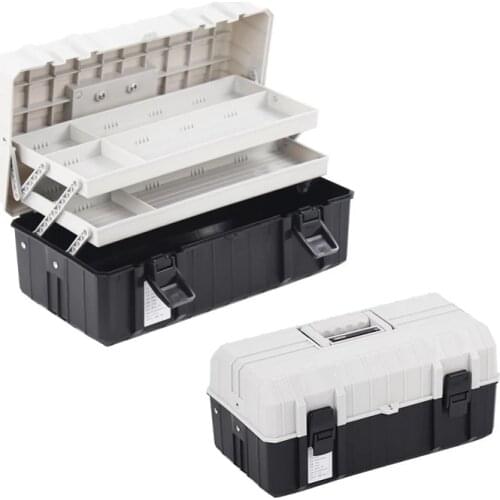 Multi-function three-layer plastic toolbox folding hardware accessories tool box organizer parts plastic case storage