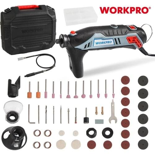 WORKPRO 130W Variable Speed Rotary Tool Kit Engraver Electric Mini Drill Grinder w/ Flexible Shaft & 182 Piece accessories