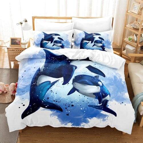 Ocean 3D Bedding Set Shark Whale Turtle Dolphin Printed Duvet Cover Set Twin Full Queen King Size Bedspread Dropshipping