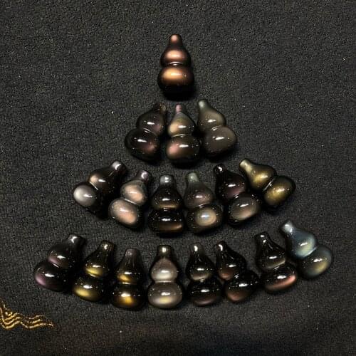 Natural Obsidian Jewelry charm Pendant Colorful Gourd National Traditional Wind Necklace Pendant Lucky Amulet Male/Female