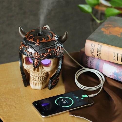 New skull color-changing humidifier statue Viking Skull USB Desktop Colorful Color Changing Atomizer home office supplies
