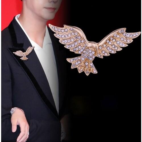 New Vintage Animal Eagle Brooch Rhinestone Crystal Lapel Pin Suit Shirt Badge Fashion Brooches for Women Men Jewelry Accessories
