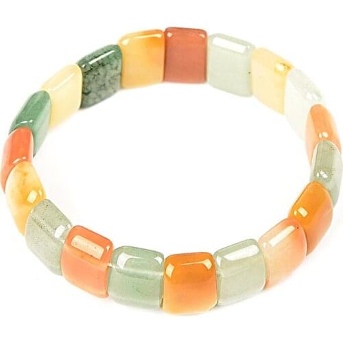 Wholesale 6.7mm thickness Seven-colorful Gemstone 10.6*14.8mm Fit Diy jewelry Pretty Bracelet 7.5inch Girls Female Design H204