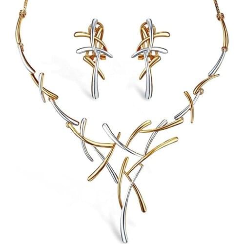 Branch Cross Necklace and Earrings Jewelry Set Gift for Birthday/Anniversary Day/Party