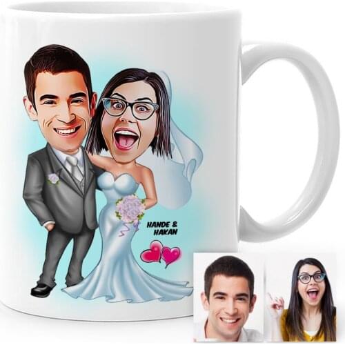 Personalized Are Getting Married Cartoon White Mug Cup-5