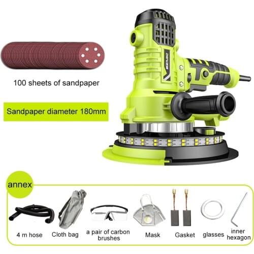 Wall Polisher Grinding Machine 810W 500-2100r/min Dry Wall Sander Vacuum Electric Led Light Portable Polisher Sandpaper Machine