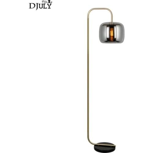 Postmodern Smoke gray glass shade Stone base led floor lamp for living room villa study standing light loft bedroom stand lamp