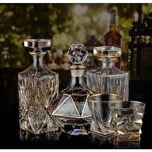 Whiskey Glass Bar Meubels Sets Light Luxury European Classic Vodka Hip Flask Creative Decantador De Vino Drinkware BD50HF