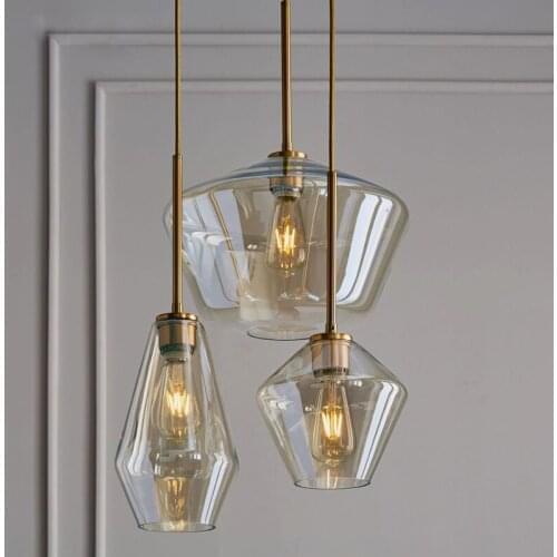 Champagne Glass Ball Modern Hanging Lamps LED Pendant Lights For Living Room Dining Room Bedroom PVC Lampshade Home